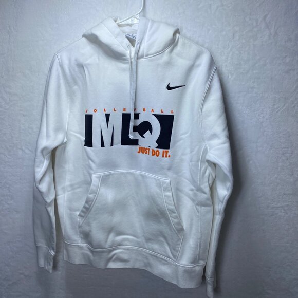 Nike Volleyball Hoodie White Just Do It Swoosh Logo Medium High School Sports - Picture 1 of 10
